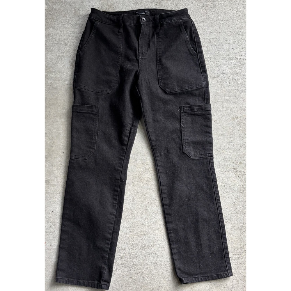 Sanctuary Womens Straight Cargo Jeans Black Denim Classic Pocket Stretch 26